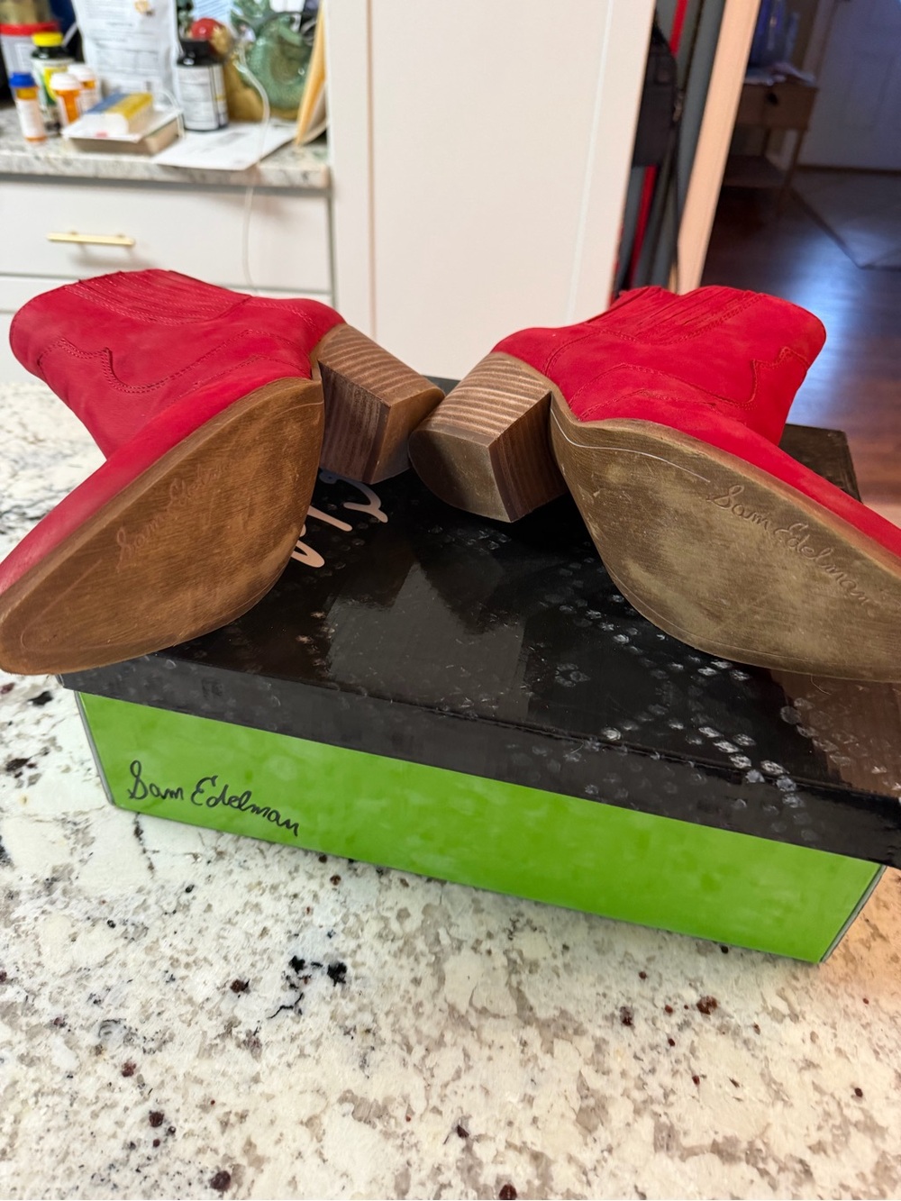Sam Edelman Red Pointed Western Ankle Booties - Picture 11 of 13